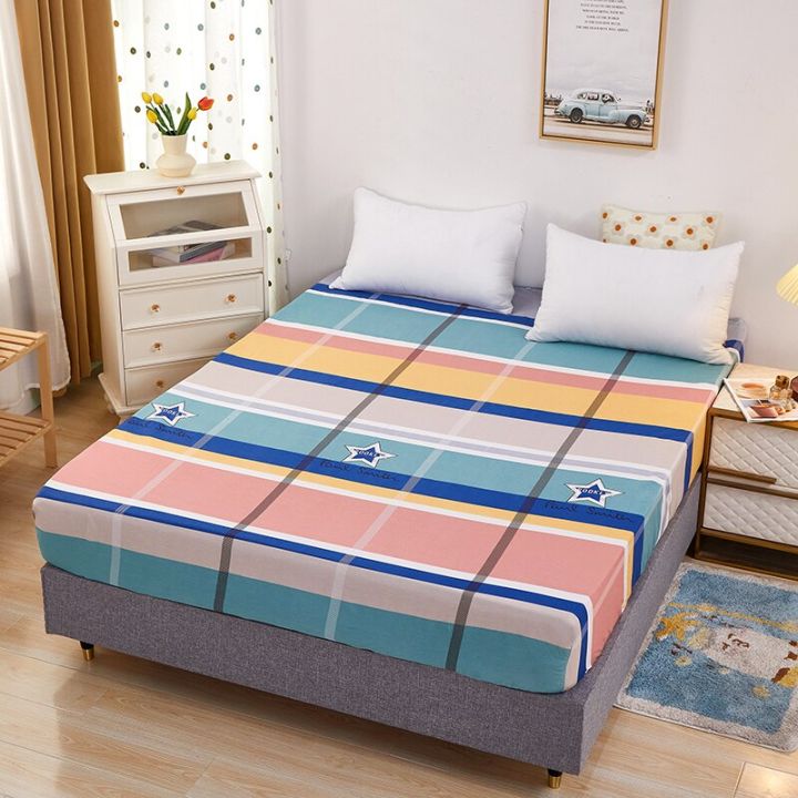 ผ้าปูที่นอนพอดีพิมพ์ลายผ้าฝ้าย100-1ชิ้นผ้าคลุมฟูกผ้าปูที่นอนลิินินเตียงเด็กผ้าปูที่นอนสี่มุมสำหรับเตียงคู่