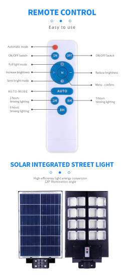 Đèn đường liền thể 300w hai cánh năng lượng mặt trời pin 20.000mah - ảnh sản phẩm 6
