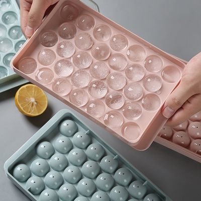 Round Ice Cube Tray Spherical Ice Tray with Cover Summer Ice Cube Box Drink Jelly Freezer Mould Ice Maker Kitchen Bar Party Tool