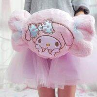 [Hot K] My Melody Sanrio Kawayi การ์ตูนดาวคู่เล็กๆที่อุ่นมือผ้ากำมะหยี่ตุ๊กตานุ่มยัดไส้หวานสีชมพูตกแต่งห้องหมอนที่อุ่นมือ