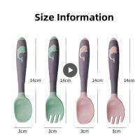 Spoon Flushing Is Convenient Feeding Spoon Fork Training High Temperature Resistance Baby Food Grade Silicone Available Elbow Bowl Fork Spoon Sets