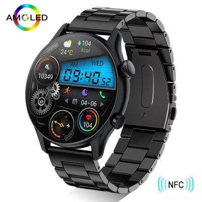 ☃ NFC 390x390 AMOLED Smart Watch Men 2023 Dial Call Sports Fitness Steel Band IP68 Waterproof Men Smartwatch Men Women For Xiaomi
