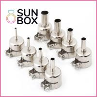 SUN BOX 8pcs 850ซีรีส์ เงินสีเงิน Desoldering หัวฉีดบัดกรี สถานี desoldering อากาศร้อน ทนความร้อน. อุปกรณ์การเชื่อม เครื่องมือการเชื่อม