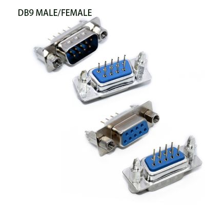 【cw】 10Pcs Male/Female Blue Straight Pin DB9 D sub PCB Mount RS232 Serial Port Connector Socket With Screw Nuts