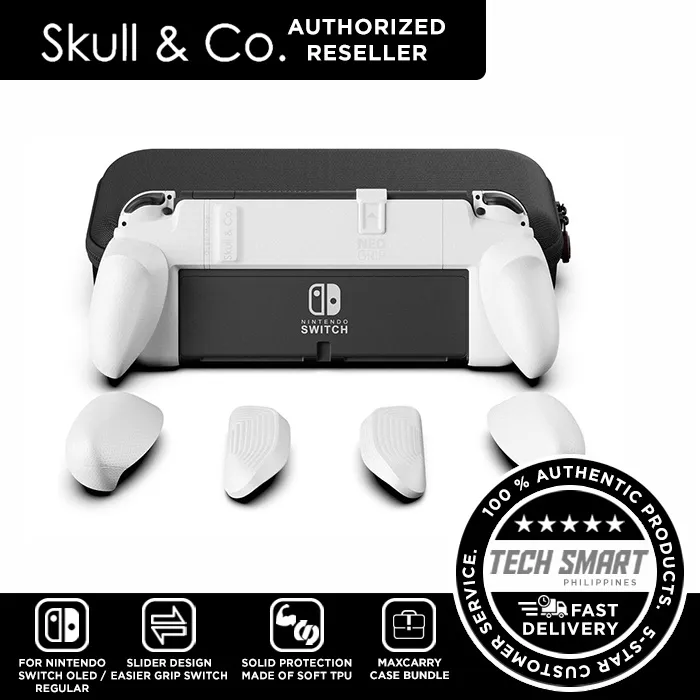  Skull & Co. NeoGrip: an Ergonomic Grip Hard Shell with  Replaceable Grips [to fit All Hands Sizes] for Nintendo Switch OLED and  Regular Model [No Carrying Case] - White : Clothing