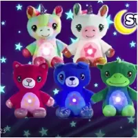 Stuffed Animal With Light Projector In Star Comforting Toy Plush Toy Night Light Cuddly Puppy Belly Dream Lites Lamp Doll