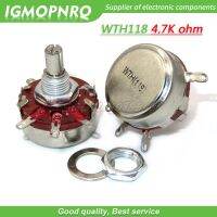 5PCS WTH118 2W 1A Potentiometer 4.7K ohm WTH118 2W Round Shaft Carbon Rotary Taper Potentiometer WTH118 4K7