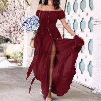 # Womens Ruffle Off Shoulder Beach Long Dress #