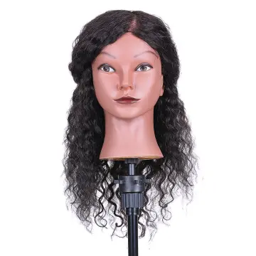 30% Human Hair Mannequin Head with Clamp Holder for Braiding Hair Styling Practice 24 inch Manikin Head for Hairdresser Cosmetology Dummy Head