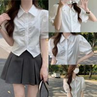 ♧☋✇ Manxi พร้อมส่ง? เสื้อผู้หญิง เสื้อนักเรียน เสื้อเชิ้ตแขนสั้น 2022 ใหม่ Mx220089