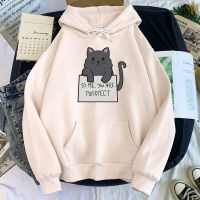 Cat To Me You Are Purrfect Pattern Letter Printed Hoodie Women Kawaii Oversize O-Neck Sweatshirt Cosy Loose Female Cute Tracksui Size Xxs-4Xl