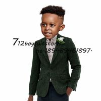 Boys Suit Wedding Tuxedo Jacket Vintage Herringbone Coat for Kids Wool Winter Warm Lapel Blazer Child