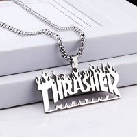 Street Hiphop Hip Hop Pendant Thrasher Colorful Necklace Can Be Quenched Thrasher Necklace Stainless Steel Jewelry Fashion Chain Necklaces