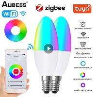 [Super bright bulb] TUYA Wifi/zigbee E14หลอดไฟ LED เทียนนีออนเข้าสู่ระบบแสง RGB เทปที่มีตัวควบคุม100 240โวลต์ Dimmable สมาร์ทโคมไฟการควบคุมเสียง