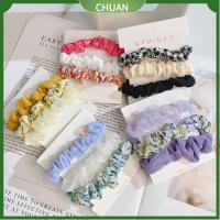 CHUAN 3pcs อีลาสติก ผ้าชีฟองเส้นด้าย scrunchies แฟชั่นสำหรับผู้หญิง ที่มัดผม เชือกมัดผม ของใหม่ หางม้าหางม้า ยางรัดผม สำหรับผู้หญิง