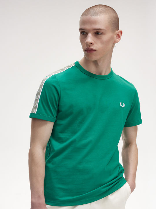 Fred Perry M4613 Contrast Tape Ringer T-Shirt (Fred Perry Green
