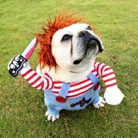 Dog Costume Horror Funny Pet Chucky Dog Clothes Halloween Cosplay Poppy Fancy Dress Jumpsuits