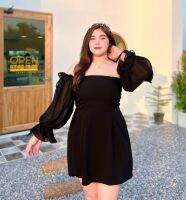 Plus size พร้อมส่ง เดรสชีฟองแขนเซ็กซี่ ใส่สบาย อกได้ถึง 46 A63