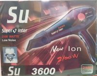 ไดร์เป่าผม Su ซูปเปอร์ วี รุ่น 3600 (2100 วัตต์) Su Super V Inter Professional Hair Dryer Model 3600 (2100 W)  ปรับระดับลม ความร้อนได้ 2 ระดับเสียงเบากำลังมอเตอร์ทนทาน