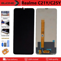 จอ LCD แบบดั้งเดิมสำหรับ หน้าจอRealme C21Y/Realme C25Y ดิจิไทเซอร์จอแสดงผล LCD หน้าจอสมบูรณ์หน้าจอแบบสัมผัส6.5นิ้ว