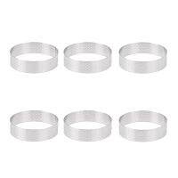 30Pcs 6cm Tart Ring Stainless Steel Tartlet Mold Circle Cutter Pie Ring Heat-Resistant Perforated Cake Mousse Molds