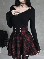 Black Checkered Womens Gothic Skirt Women Pleated Plaid Skirts Spring Autumn Girl Hip Hop Female Punk Goth Mini Skirt Clubwear