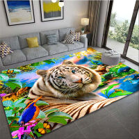 LOUSIDREAM Cartoon Tiger Carpet Living Room Home Decor Sofa Table Rug Anti Slip Chair Cushion Lounge Mat