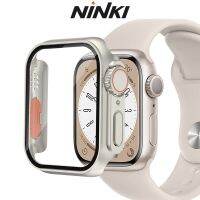 NINKI เคสแข็งใช้ได้กับ Apple Watch Series 7/8 45มม. พร้อมตัวป้องกันหน้าจอกระจกเทมเปอร์ฝาครอบ PC แข็งการออกแบบที่ไม่เหมือนใครอุปกรณ์เสริมสำหรับ Apple Watch 7/8 45มม.