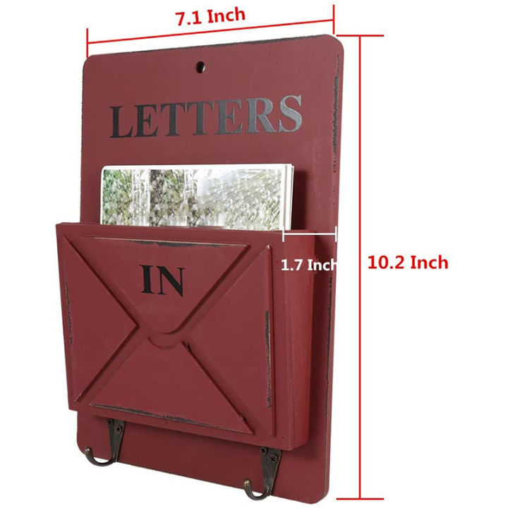 wooden-mail-box-letter-rack-wall-mounted-mail-sorter-storage-box-key-hooks-standing-holder