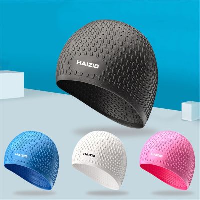 【CW】 New Silicone Cap Adult Ears Hair Swim Hat