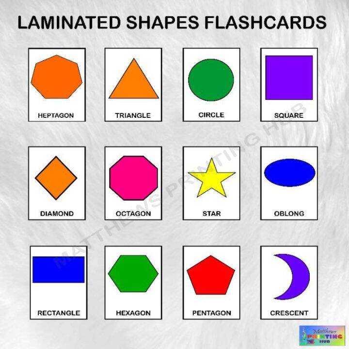 Laminated Shapes Flashcards Size:3r(3.5inches x 5inches) 250microns ...