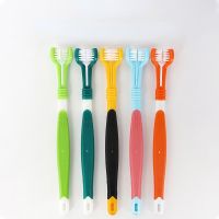 Three-sided cat and dog toothbrush for cleaning pets brush three-headed multi-angle toothbrush for bad breath dental care tools Brushes  Combs