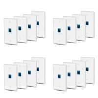 【DT】16X Cat6 Ethernet Wall Plate Outlet 1 Port RJ45 Network Female To Female Keystone Wall Coupler Jack Plate White &amp; Blue  hot