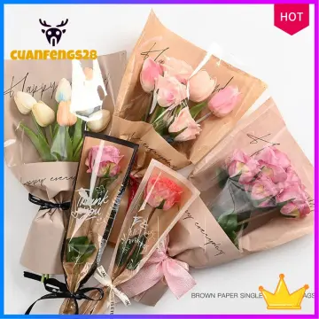 Single Gift Wrap Rose Plastic Package Transparent Flower Bouquet