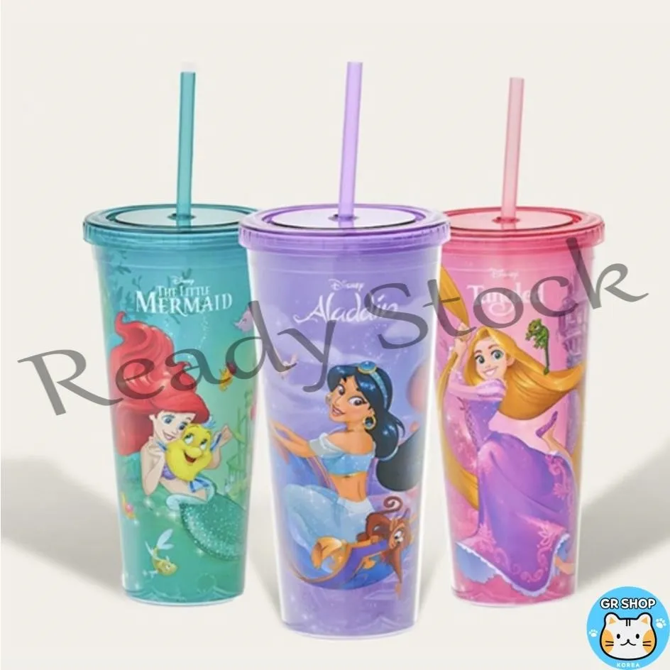 DAISO KOREA X DISNEY PRINCESS tumbler, Straw Water Bottle 650ml