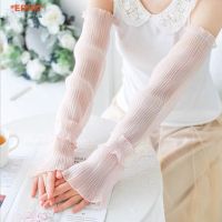 【NATA】 ERHK Summer Long Fingerless Gloves Women Sun Protection Sleeves Gloves Lady Thin Lace Mesh Arm Sleeve Uv Breathable Mittens new