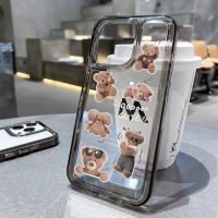 Cute Bear Case Compatible for IPhone 14 13 11 Pro 12 X XR XS Max SE2 6 6S 7 8 Plus Soft Phone Casing Transparent TPU Silicone Shockproof Cover