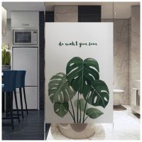 Plant Pattern Custom Size Decorative Window Film Static Cling Privacy Protection Glass Film Home Decor For Window Cabinet Door Window Sticker and Film