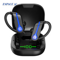 ESPACE Bluetooth-ใช้งานร่วมกับหูฟังพร้อมไมโครโฟนหูฟังกีฬาจอแสดงผลแอลอีดีไร้สาย Hifi หูฟังสเตอริโอกันน้ำ (Q62-3)