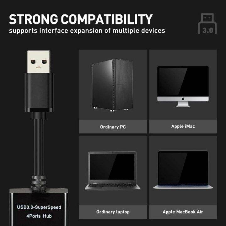 ฮับ-usb-4พอร์ต-usb-2-0-3-0ฮับ-splitter-ความเร็วสูงเครื่องแยกอเนกประสงค์ตัวขยายสายอะแดปเตอร์-usb-สำหรับพีซีตั้งโต๊ะ-mac-แล็ปท็อปโน้ตบุ๊ค-feona