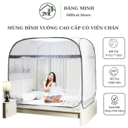 Màn chụp tự bung đỉnh vuông có chân viền vải lụa cao cấp mùng chụp đỉnh
