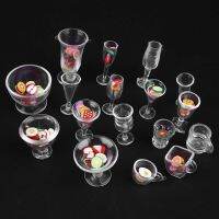 17PCS/Set Mini Plastic Acrylic Miniatures Goblet 1.5~3cm Transparent Simulation Tableware Cup Dollhouse Accessories DIY Toys Cups  Mugs Saucers