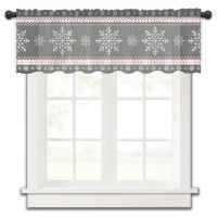 Christmas Snowflake Grey Short Tulle Curtain Bedroom Sheer Window Screening Drapes for Kitchen Living Room Decor Voile Curtains