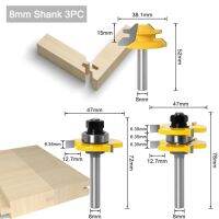 3ชิ้น8มม. ก้านคุณภาพสูงลิ้นแอมป์; ประกอบข้อต่อร่องชุดบิต Rout3ล็อคหักฉาก45องศา/4Quot; เครื่องมือตัดไม้สินค้า