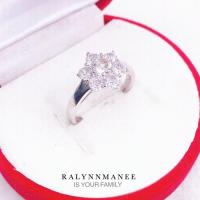 S6402 แหวนพลอยโทพาซขาวแท้ ( White topaz ) ตัวเรือนเงินแท้ 925 ชุบทองคำขาว มีไซส์ 45 - 64 แจ้งไซส์ก่อนสั่งซื้อนะคะ