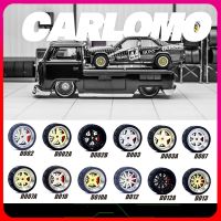 Carlomo D-Class Part2 1/64 Wheels for Model Car Detail-up Sets With Rubber Tires Breaks Assembly Rims for Hot Wheels 4pcs Set