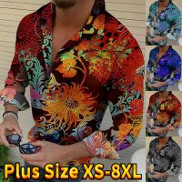 ZZOOI New Light Luxury Printing Shirt Mens Fashion Casual Long Sleeved Mens Shirt Party Club Mens Shirt  XS-8XL