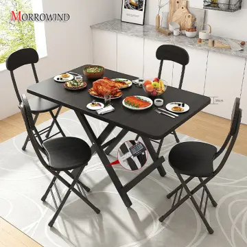 Folding dining table best sale and 6 chairs set