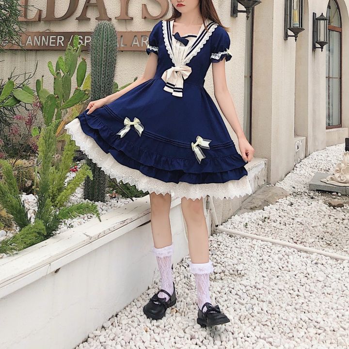 เสื้อผ้าฤดูใบไม้ร่วงใหม่ผู้หญิงน่ารักและน่ารักทุกวัน-lolita-ชุดเดรส-ชุดเดรสแขนสั้น-โลลิต้าโลลิต้าเสื้อผ้าญี่ปุ่น