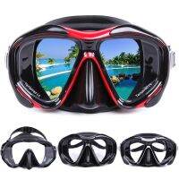 Adult Swimming Goggles Tempered Glass Wide View Anti-fog Snorkel Mask Goggles